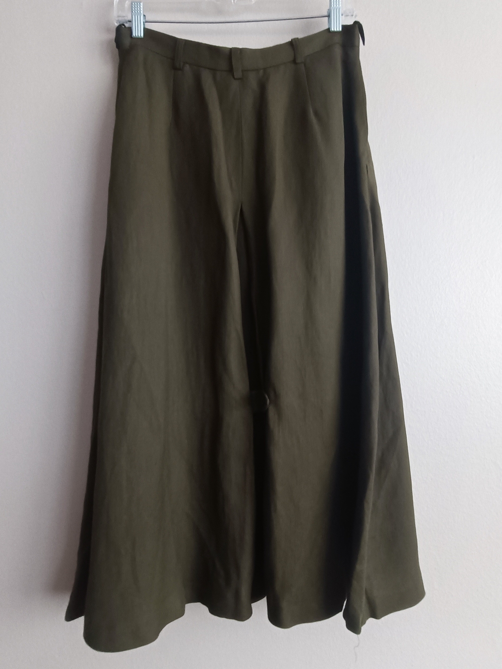 Vintage Liz Claiborne Utilitarian Linen Rayon Midi Skirt Olive Green Size 10 - Picture 5 of 13